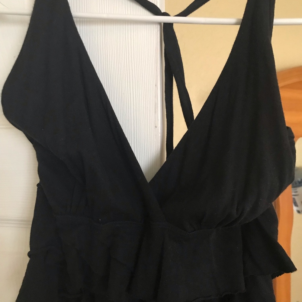 Express Black Halter Top Ruffle Dress XS